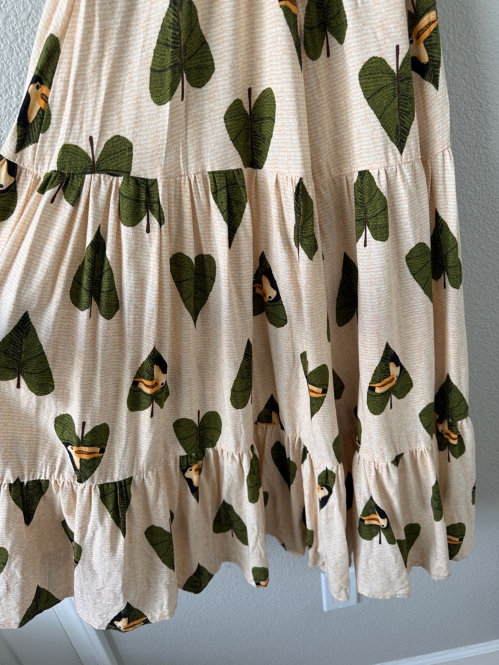 Farm Rio Tucano Toucan Bird Linen Blend Maxi Dress Cream Green Open back Small - Picture 11 of 14